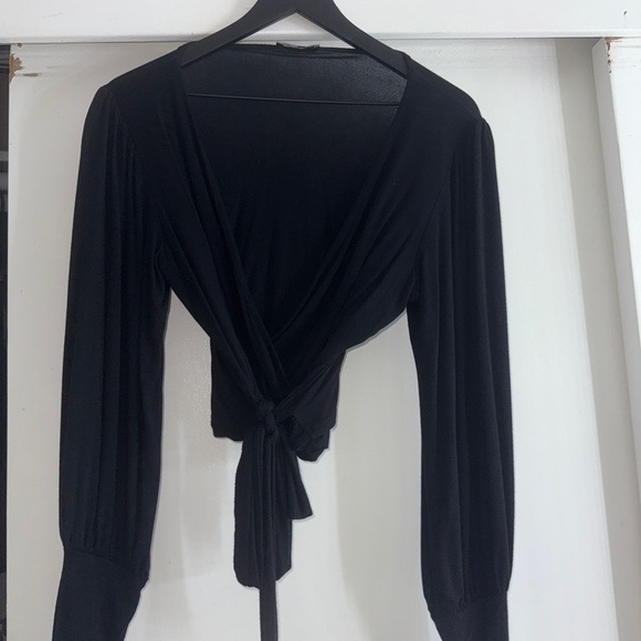 Fashion Nova Elegant Black Wrap Top - Picture 2 of 5